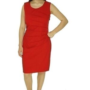 Calvin Klein Red Ruched Sleeveless Shift Dress​​